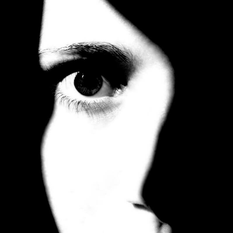 black and white portrait of face