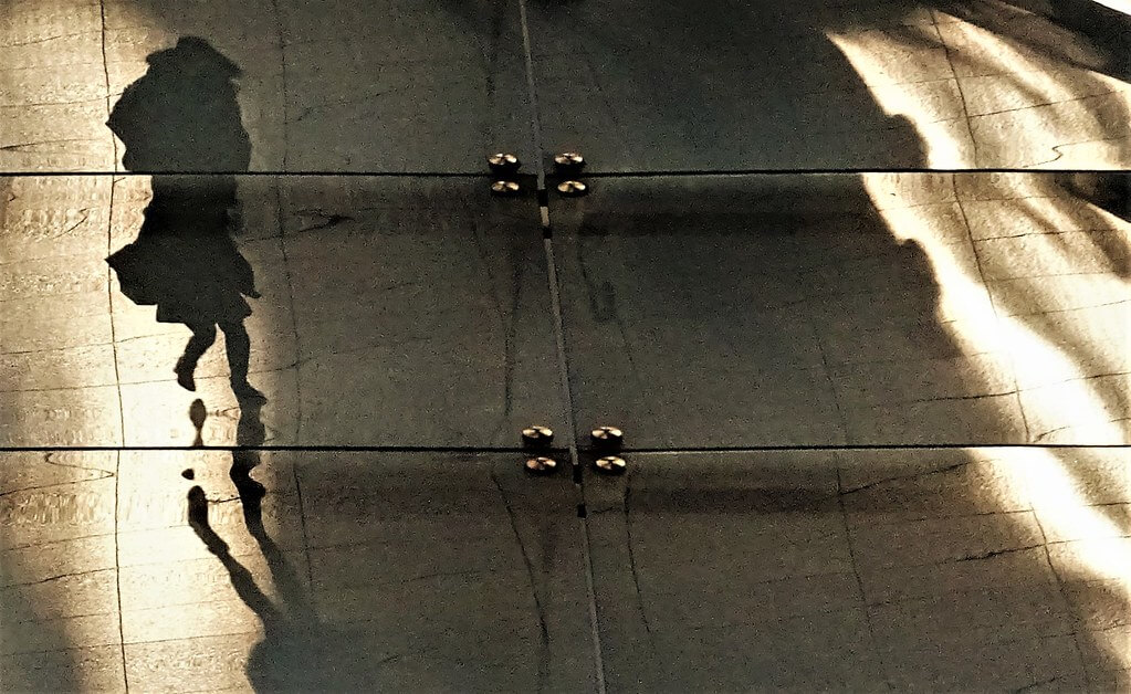 Reflection in a glass awning, NYC