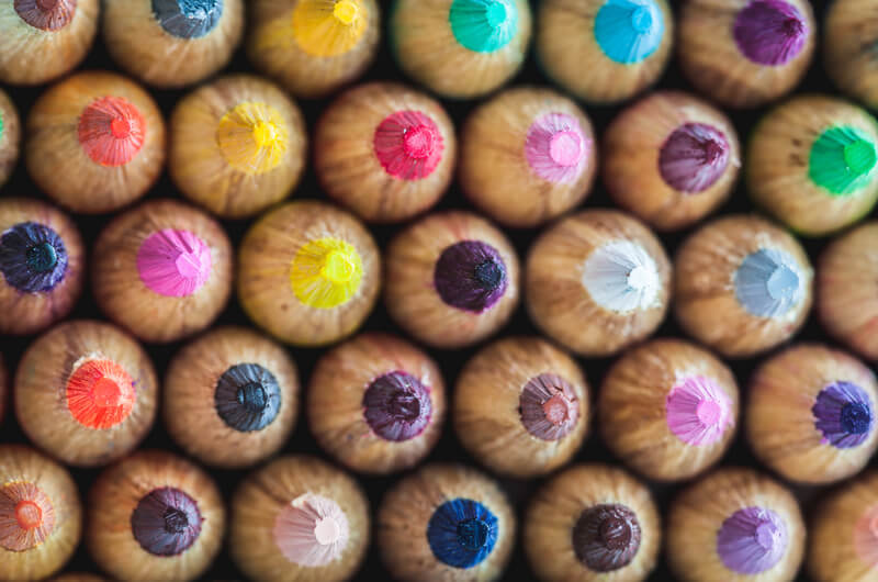 still life photography colored pencils